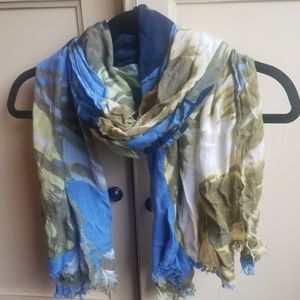 Blue and yellow lightweight fashion scarf